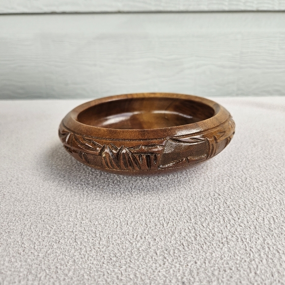 Monkey Pod Hand Carved Wooden Serving Storage Bowl with Lid MCM Tiki Philippines - Picture 12 of 12